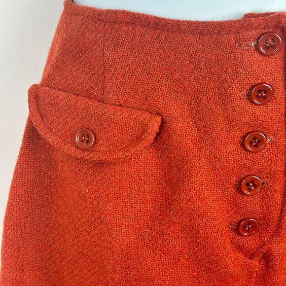 Vintage Bobbie Brooks Wool Hotpants Skirt Burnt Orange Wool Size Small - Picture 9 of 16